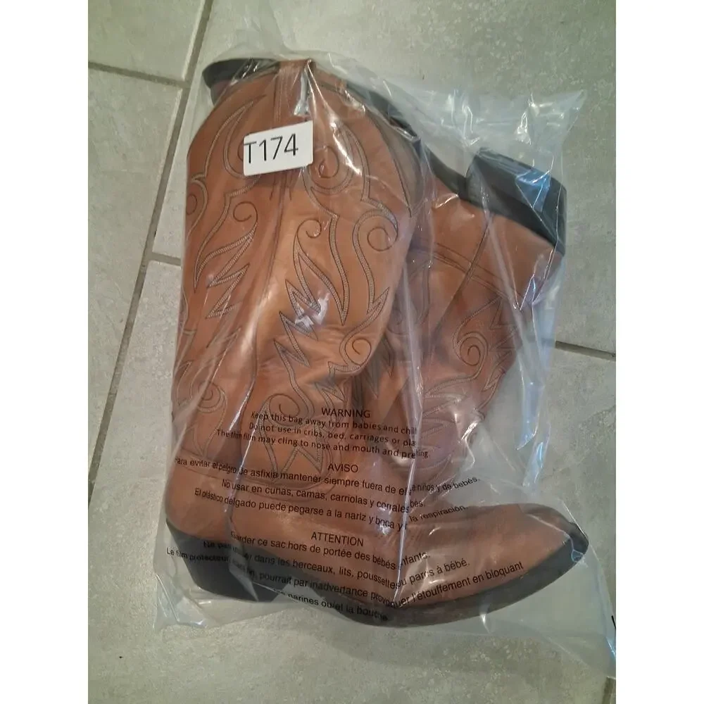 Vintage Dan Post 6865 Men's Brown Leather Cowboy Boots Size 8 D Western Stitch